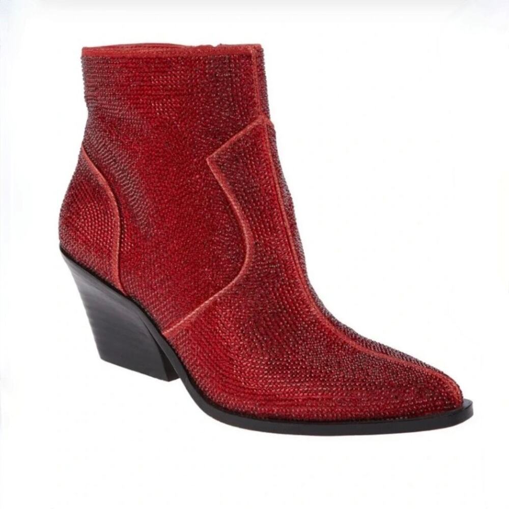 NWOT Jessica Simpson Zalor Rhinestone Western Bootie - Red Boots - Size 9.5